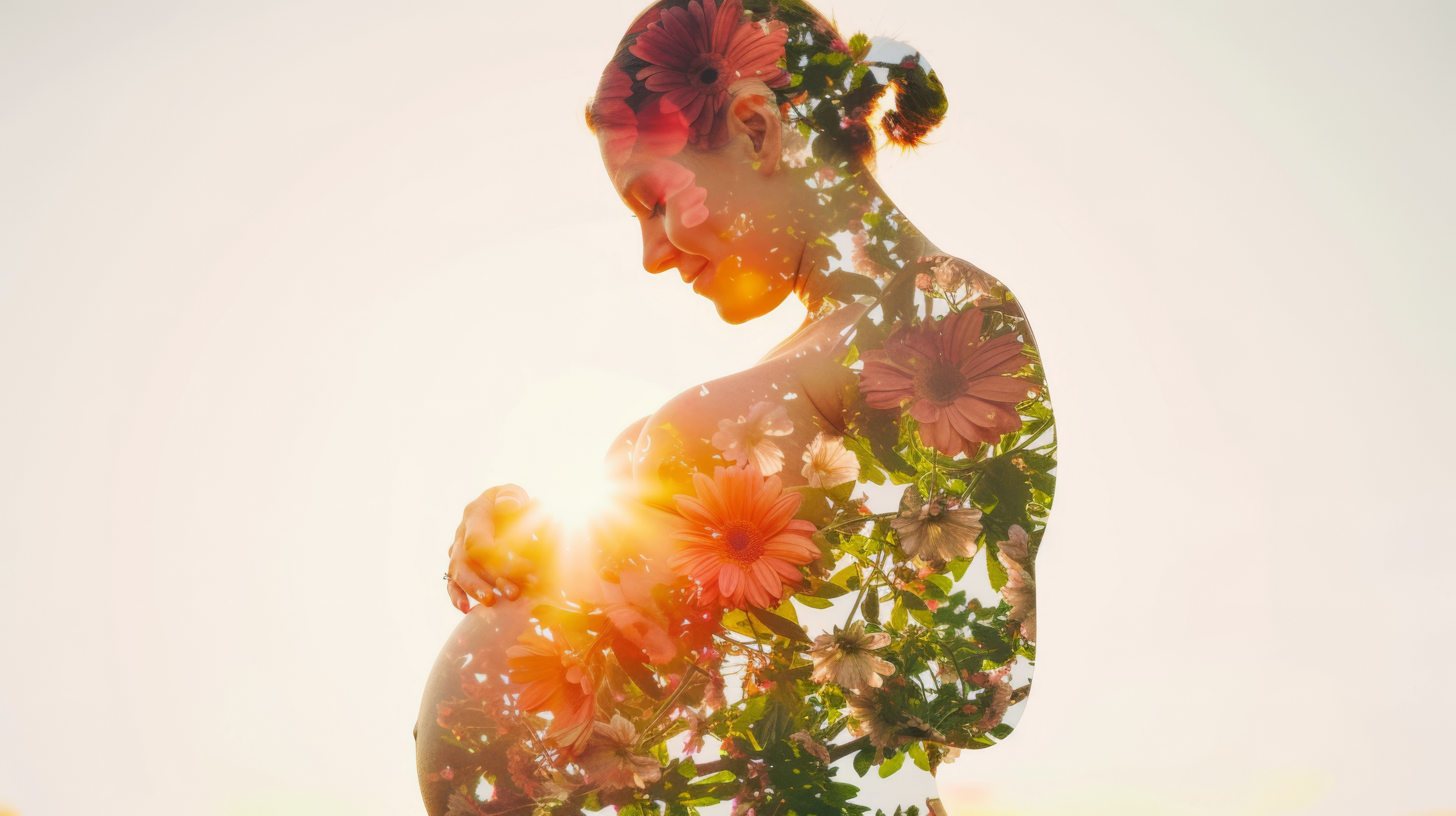 Gestante com flores